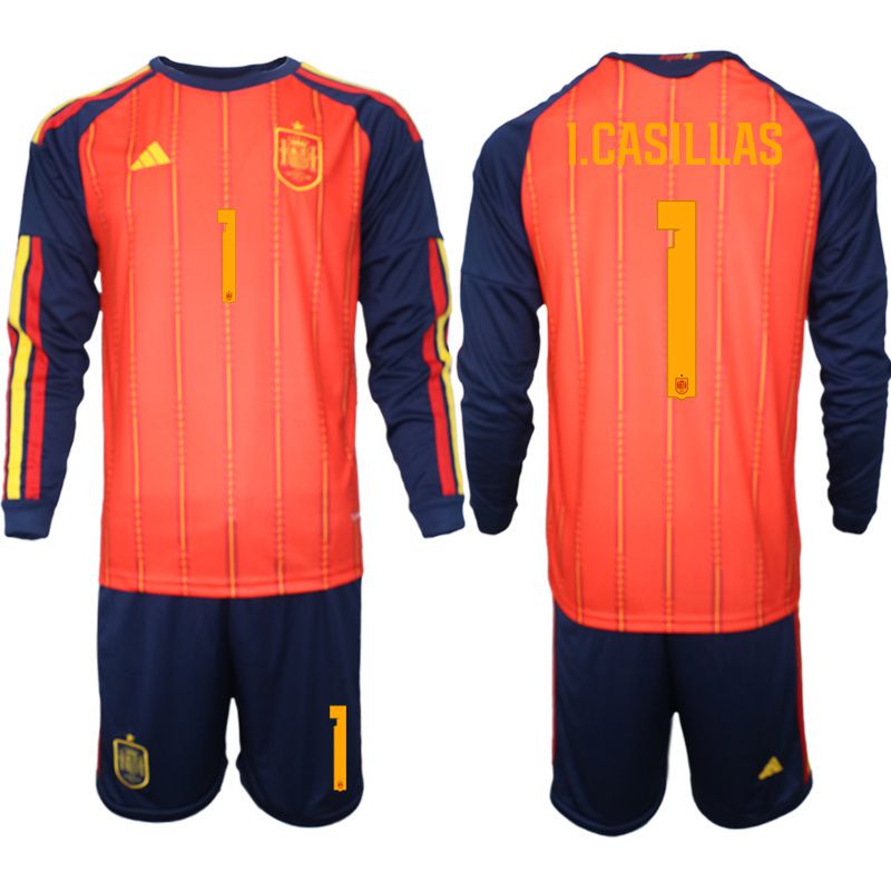 Men 2026 World Cup National Team Spain home red #1 long sleeve Soccer Jersey 01